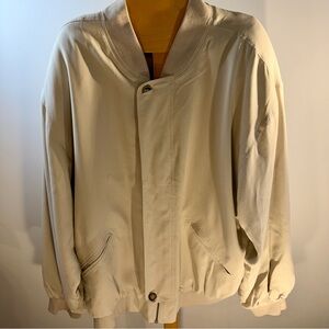 Men's 100% Silk Cream Bomber Jacket